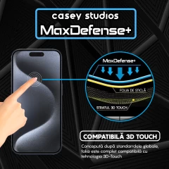 Folie Sticla iPhone 15 Pro Casey Studios Full Screen 9H + Kit de Instalare Cadou Negru