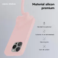 Husa iPhone 15 Pro Casey Studios Premium Soft Silicone Pink Sand