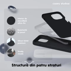 Husa iPhone 15 Pro Casey Studios Premium Soft Silicone Negru