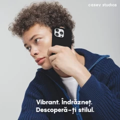 Husa iPhone 15 Pro Casey Studios Premium Soft Silicone Negru