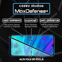 Folie Sticla CASEY STUDIOS compatibila cu Huawei Y7 2019 / Y7 Prime 2019 / Y7 Pro 2019, Full Glue, Duritate Militara, Ultra HD, Anti Zgarieturi, Anti Amprente, Anti Socuri, Margini Negre Negru