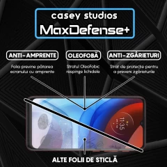 Folie Sticla CASEY STUDIOS compatibila cu Motorola Moto E7 Power / Moto E7i Power, Full Glue, Duritate Militara, Ultra HD, Anti Zgarieturi, Anti Amprente, Anti Socuri, Margini Negre Negru
