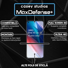 Folie Sticla CASEY STUDIOS compatibila cu Oppo Find X3 Lite / Reno5 5G, Full Glue, Duritate Militara, Ultra HD, Anti Zgarieturi, Anti Amprente, Anti Socuri, Margini Negre Negru