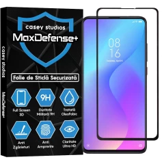 Folie Sticla CASEY STUDIOS compatibila cu Xiaomi Mi 9T / Redmi K20 / Redmi K20 Pro, Full Glue, Duritate Militara, Ultra HD, Anti Zgarieturi, Anti Amprente, Anti Socuri, Margini Negre Negru