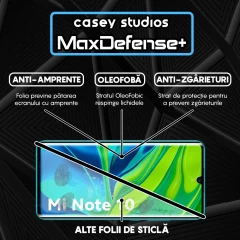 Folie Sticla CASEY STUDIOS compatibila cu Xiaomi Mi Note 10 / Mi Note 10 Pro, Full Glue, Duritate Militara, Ultra HD, Anti Zgarieturi, Anti Amprente, Anti Socuri, Margini Negre Negru