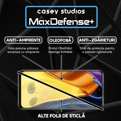 Folie Sticla CASEY STUDIOS compatibila cu Xiaomi Poco M5s / Redmi Note 10 4G / Redmi Note 10S, Full Glue, Duritate Militara, Ultra HD, Anti Zgarieturi, Anti Amprente, Anti Socuri, Margini Negre Negru
