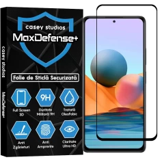 Folie Sticla CASEY STUDIOS compatibila cu Xiaomi Redmi Note 10 Pro / Redmi Note 10 Pro Max, Full Glue, Duritate Militara, Ultra HD, Anti Zgarieturi, Anti Amprente, Anti Socuri, Margini Negre Negru