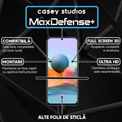 Folie Sticla CASEY STUDIOS compatibila cu Xiaomi Redmi Note 10 Pro / Redmi Note 10 Pro Max, Full Glue, Duritate Militara, Ultra HD, Anti Zgarieturi, Anti Amprente, Anti Socuri, Margini Negre Negru