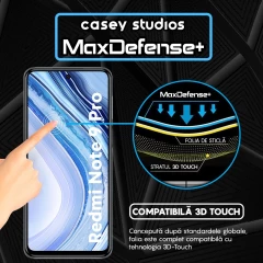 Folie Sticla CASEY STUDIOS compatibila cu Xiaomi Redmi Note 9 Pro / Redmi Note 9 Pro Max / Redmi Note 9S, Full Glue, Duritate Militara, Ultra HD, Anti Zgarieturi, Anti Amprente, Anti Socuri, Margini Negre Negru