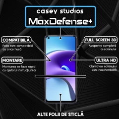 Folie Sticla CASEY STUDIOS compatibila cu Xiaomi Redmi Note 9T / Redmi Note 9T 5G, Full Glue, Duritate Militara, Ultra HD, Anti Zgarieturi, Anti Amprente, Anti Socuri, Margini Negre Negru