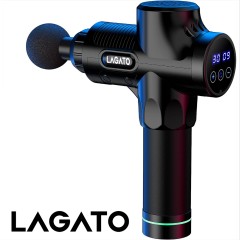 Aparat pentru masaj profesional tip pistol Lagato Pro, 30 viteze, motor silentios fara perii, 3500 percutii, sistem racire, 2600mAh, 10 capete, servieta depozitare