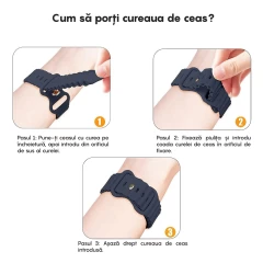 Curea Silicon Ocean Loop compatibila cu Apple Watch SE/9/8/7/6/5/4/3/2/1 - 38/40/41MM CASEY STUDIOS™, Ajustabila, Respirabila, Silicon moale placut la atingere Midnight Blue