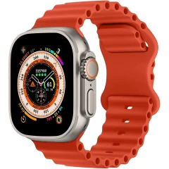 Curea Silicon Ocean Loop compatibila cu Apple Watch SE/9/8/7/6/5/4/3/2/1 - 38/40/41MM CASEY STUDIOS™, Ajustabila, Respirabila, Silicon moale placut la atingere Portocaliu 