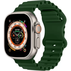 Curea Silicon Ocean Loop compatibila cu Apple Watch SE/9/8/7/6/5/4/3/2/1 - 38/40/41MM CASEY STUDIOS™, Ajustabila, Respirabila, Silicon moale placut la atingere Verde Inchis