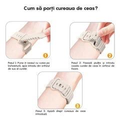 Curea Silicon Ocean Loop compatibila cu Apple Watch Ultra 2/Ultra/SE/9/8/7/6/5/4/3/2/1 - 42/44/45/49MM CASEY STUDIOS™, Ajustabila, Respirabila, Silicon moale placut la atingere crem