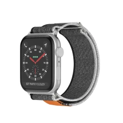 Curea Nailon Trail compatibila cu Apple Watch Ultra 2/Ultra/SE/9/8/7/6/5/4/3/2/1 - 42/44/45/49 MM CASEY STUDIOS, Ajustabila, Respirabila, Material Textil Gri Inchis