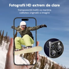 Folie Protectie Lentile Camera pentru iPhone 12 / iPhone 12 Mini, Casey Studios MaxDefense+,  Ultra HD, Protectie Profesionala Camere 3D, Anti Amprente, Anti Zgarieturi, Anti Socuri Argintiu