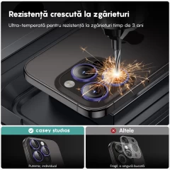 Folie Protectie Lentile Camera pentru iPhone 12 / iPhone 12 Mini, Casey Studios MaxDefense+,  Ultra HD, Protectie Profesionala Camere 3D, Anti Amprente, Anti Zgarieturi, Anti Socuri Mov inchis