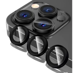 Folie Protectie Lentile Camera pentru iPhone 12 Pro Max, Casey Studios MaxDefense+,  Ultra HD, Protectie Profesionala Camere 3D, Anti Amprente, Anti Zgarieturi, Anti Socuri Negru