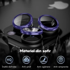 Folie Protectie Lentile Camera pentru iPhone 13 / iPhone 13 Mini, Casey Studios MaxDefense+,  Ultra HD, Protectie Profesionala Camere 3D, Anti Amprente, Anti Zgarieturi, Anti Socuri Mov inchis