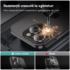 Folie Protectie Lentile Camera pentru iPhone 13 Pro / iPhone 13 Pro Max, Casey Studios MaxDefense+, Ultra HD, Anti Amprente, Anti Zgarieturi, Anti Socuri Argintiu