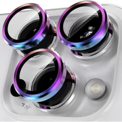 Folie Protectie Lentile Camera pentru iPhone 14 Pro / iPhone 14 Pro Max, Casey Studios MaxDefense+, Ultra HD, Anti Amprente, Anti Zgarieturi, Anti Socuri Curcubeu 