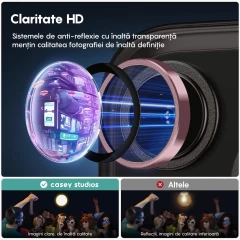Folie Protectie Lentile Camera pentru iPhone 14 Pro / iPhone 14 Pro Max, Casey Studios MaxDefense+, Ultra HD, Anti Amprente, Anti Zgarieturi, Anti Socuri Roz