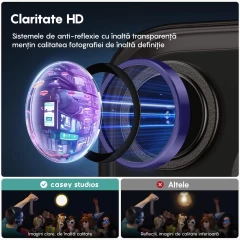 Folie Protectie Lentile Camera pentru iPhone 15 / iPhone 15 Plus, Casey Studios MaxDefense+,  Ultra HD, Protectie Profesionala Camere 3D, Anti Amprente, Anti Zgarieturi, Anti Socuri Mov inchis