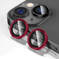 Folie Protectie Lentile Camera pentru iPhone 15 / iPhone 15 Plus, Casey Studios MaxDefense+,  Ultra HD, Protectie Profesionala Camere 3D, Anti Amprente, Anti Zgarieturi, Anti Socuri Rosu 