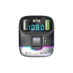 Modulator FM G01 Pro, Bluetooth 5.3, Transmitator FM cu Incarcare, 2 x port USB, Port USB Type-C, Fast Charge, compatibil cu orice Device, Afisaz LED Negru