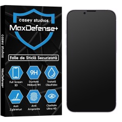 Folie Sticla CASEY STUDIOS pentru iPhone 14, MaxDefense+ Matte, Full Glue, Sticla Securizata, Duritate Militara, Ultra HD, Protectie Profesionala Ecran 3D, Anti Zgarieturi, Anti Socuri