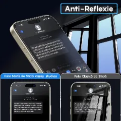 Folie Sticla CASEY STUDIOS pentru iPhone 15 Pro, MaxDefense+ Matte, Full Glue, Sticla Securizata, Duritate Militara, Ultra HD, Protectie Profesionala Ecran 3D, Anti Zgarieturi, Anti Socuri Negru