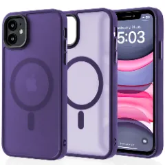 Husa MagSafe pentru iPhone 11, CASEY STUDIOS, de Protectie, Slim, pentru Incarcare Wireless, Margini Ridicate pentru Protectia Ecranului si a Camerelor Dark Purple 