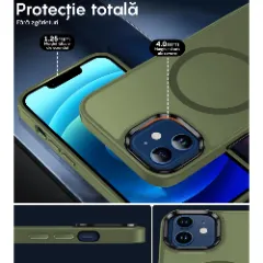 Husa MagSafe pentru iPhone 11, CASEY STUDIOS, de Protectie, Slim, pentru Incarcare Wireless, Margini Ridicate pentru Protectia Ecranului si a Camerelor Green