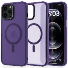Husa MagSafe pentru iPhone 12 Pro Max, CASEY STUDIOS, de Protectie, Slim, pentru Incarcare Wireless, Margini Ridicate pentru Protectia Ecranului si a Camerelor Dark Purple 