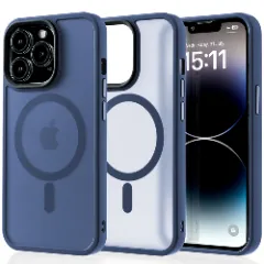 Husa MagSafe pentru iPhone 14 Pro, CASEY STUDIOS, de Protectie, Slim, pentru Incarcare Wireless, Margini Ridicate pentru Protectia Ecranului si a Camerelor Gentleman Blue