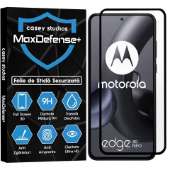 Folie Sticla CASEY STUDIOS compatibila cu Motorola Edge 30 Neo, Full Glue, Duritate Militara, Ultra HD, Anti Zgarieturi, Anti Amprente, Anti Socuri, Margini Negre Negru