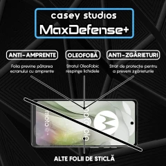 Folie Sticla CASEY STUDIOS compatibila cu Motorola Moto E14, Full Glue, Duritate Militara, Ultra HD, Anti Zgarieturi, Anti Amprente, Anti Socuri, Margini Negre Negru