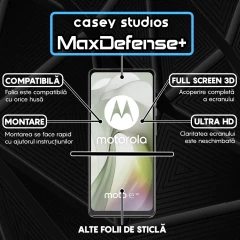Folie Sticla CASEY STUDIOS compatibila cu Motorola Moto E14, Full Glue, Duritate Militara, Ultra HD, Anti Zgarieturi, Anti Amprente, Anti Socuri, Margini Negre Negru