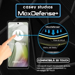 Folie Sticla CASEY STUDIOS compatibila cu Motorola Moto E14, Full Glue, Duritate Militara, Ultra HD, Anti Zgarieturi, Anti Amprente, Anti Socuri, Margini Negre Negru