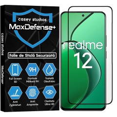 Folie Sticla CASEY STUDIOS compatibila cu Realme 12 4G, Full Glue, Duritate Militara, Ultra HD, Anti Zgarieturi, Anti Amprente, Anti Socuri, Margini Negre
