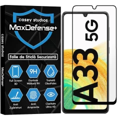 Folie Sticla CASEY STUDIOS compatibila cu Samsung Galaxy A33 5G, Full Glue, Duritate Militara, Ultra HD, Anti Zgarieturi, Anti Amprente, Anti Socuri, Margini Negre Negru