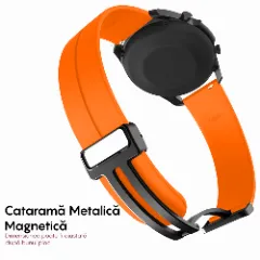 Curea Silicon Samsung Galaxy Watch S3 Frontier/S3 Classic/3/Gear S3 - 22mm Silicone Legatura Metalica Casey Studios Portocaliu
