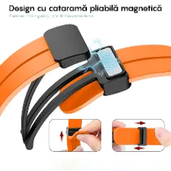 Curea Silicon Samsung Galaxy Watch S3 Frontier/S3 Classic/3/Gear S3 - 22mm Silicone Legatura Metalica Casey Studios Portocaliu