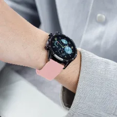 Curea Silicon Samsung Galaxy Watch S3 Frontier/S3 Classic/3/Gear S3 - 22mm Silicone Legatura Metalica Casey Studios Pink Sand