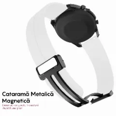 Curea Silicon Samsung Galaxy Watch S3 Frontier/S3 Classic/3/Gear S3 - 22mm Silicone Legatura Metalica Casey Studios Alb
