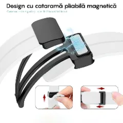 Curea Silicon Samsung Galaxy Watch S3 Frontier/S3 Classic/3/Gear S3 - 22mm Silicone Legatura Metalica Casey Studios Alb