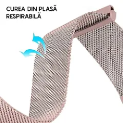 Curea Metalica Milanese Samsung Galaxy Watch S3 Frontier/S3 Classic/3/Gear S3 - 22mm Casey Studios Pink