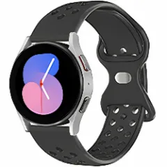 Curea Silicon Samsung Galaxy Watch S3 Frontier/S3 Classic/3/Gear S3 - 22mm MM Silicone Sport Loop Casey Studios, din Silicon, cu perforatii Negru 