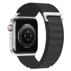 Curea Nailon Alpine Loop compatibila cu Apple Watch Ultra 2/Ultra/SE/9/8/7/6/5/4/3/2/1 - 42/44/45/49MM CASEY STUDIOS, Ajustabila, Respirabila Negru